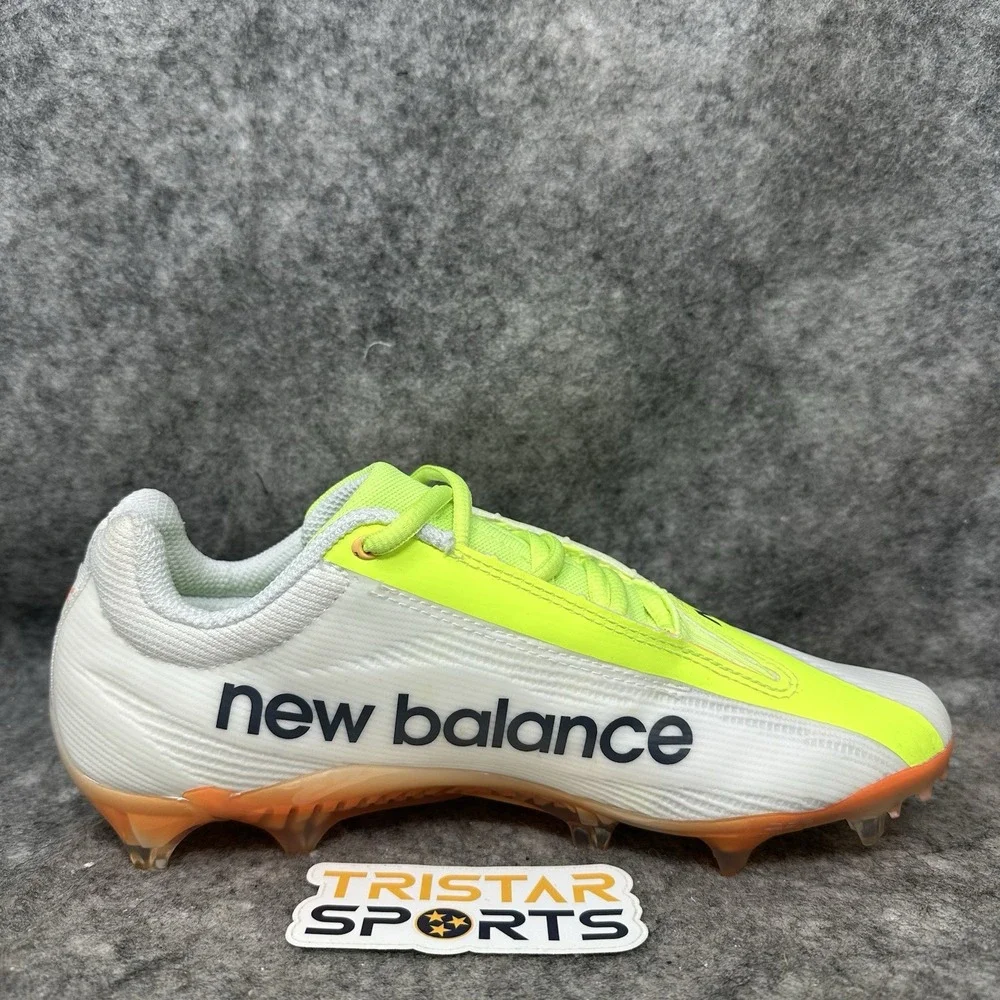 New Balance Burn X4 Low Lacrosse Cleats Mens Size 6 White Green Orange LAX